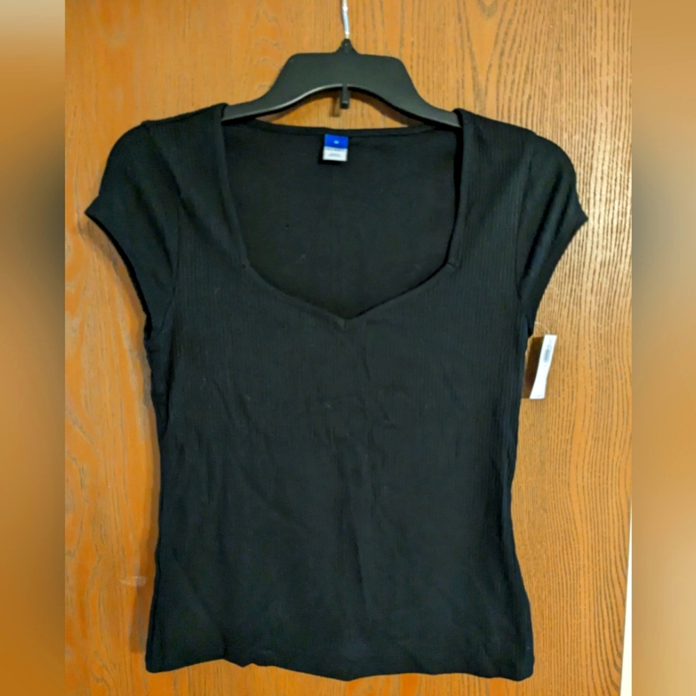 Old Navy Black Ribbed Fitted Shirt